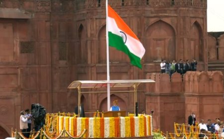 ଲାଲକିଲ୍ଲାରୁ ଜାତୀୟ ପତାକା ଉତ୍ତୋଳନ କରିଛନ୍ତି ପ୍ରଧାନମନ୍ତ୍ରୀ ନରେନ୍ଦ୍ର ମୋଦୀ